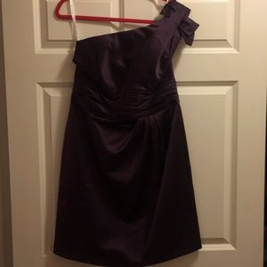 Davids Bridal One Shoulder Purple Bridesmaid Dress